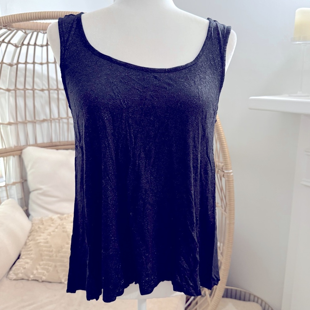 Juicy Couture Black Shimmer Tank Top XS Metallic Flowy Blouse